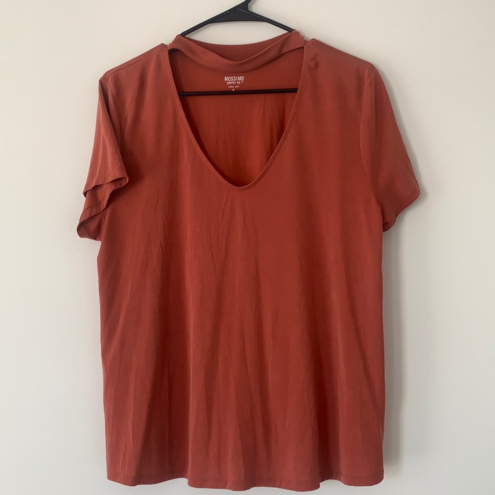 Burnt Orange Neck Cut-out Top